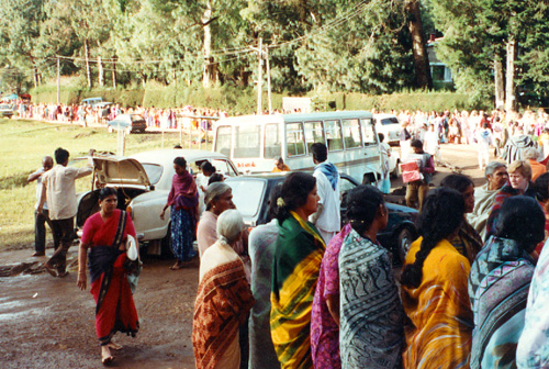 Aweaiting entrance to Sai baba's 'holiday home' for darshan to commence